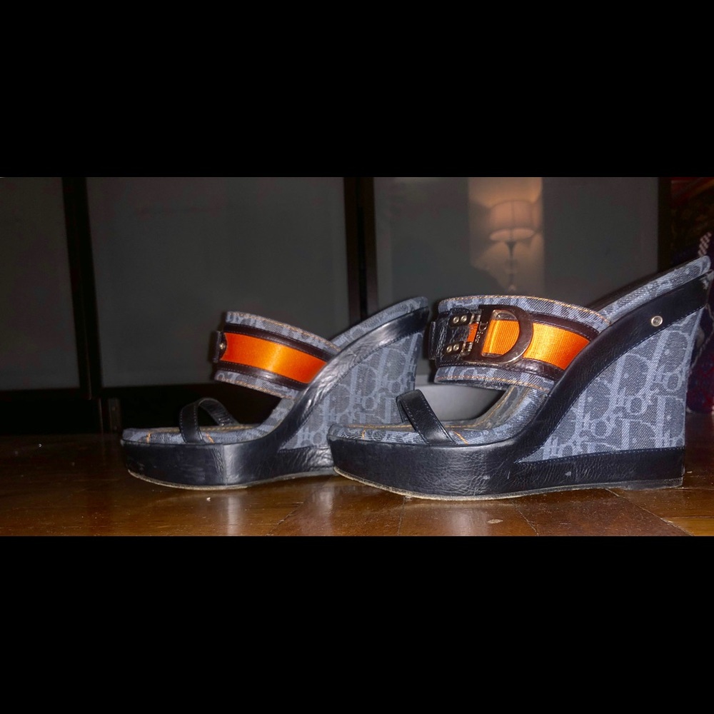 Authentic Dior denim wedges